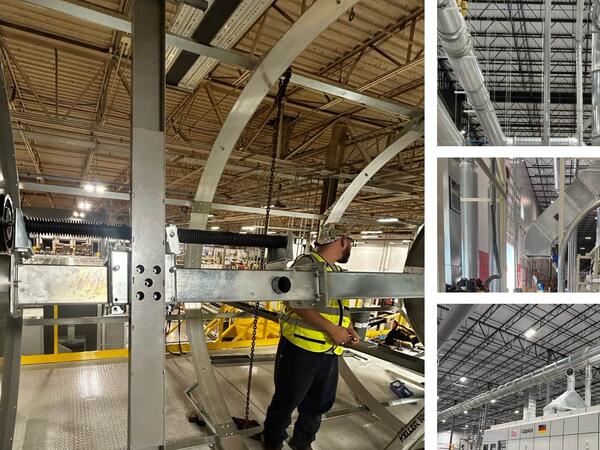 ERS dust and scrap collection system being installed for Göpfert HBL VTS rotary die cutter